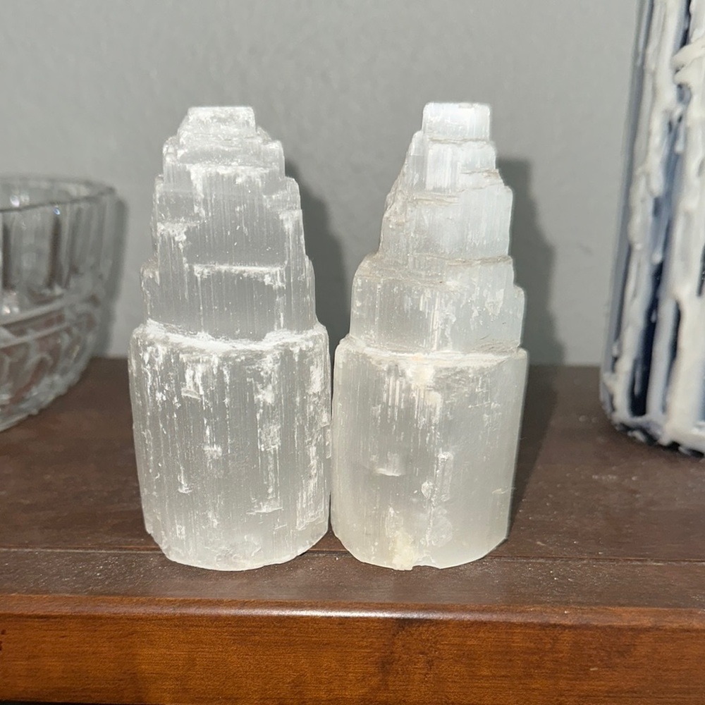 2 White Selenite Tower Crystal